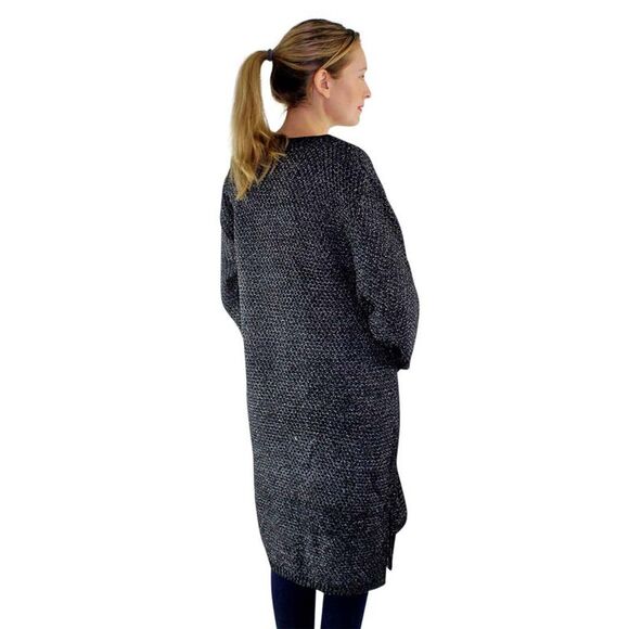 Draped Knit Cardigan Sweater With Pockets - Picture 3 of 8